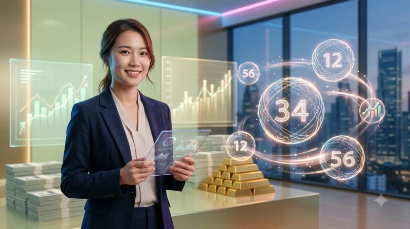 Bàn tay cầm điện thoại với biểu tượng khiên bảo vệ khi tra cứu kết quả xổ số online