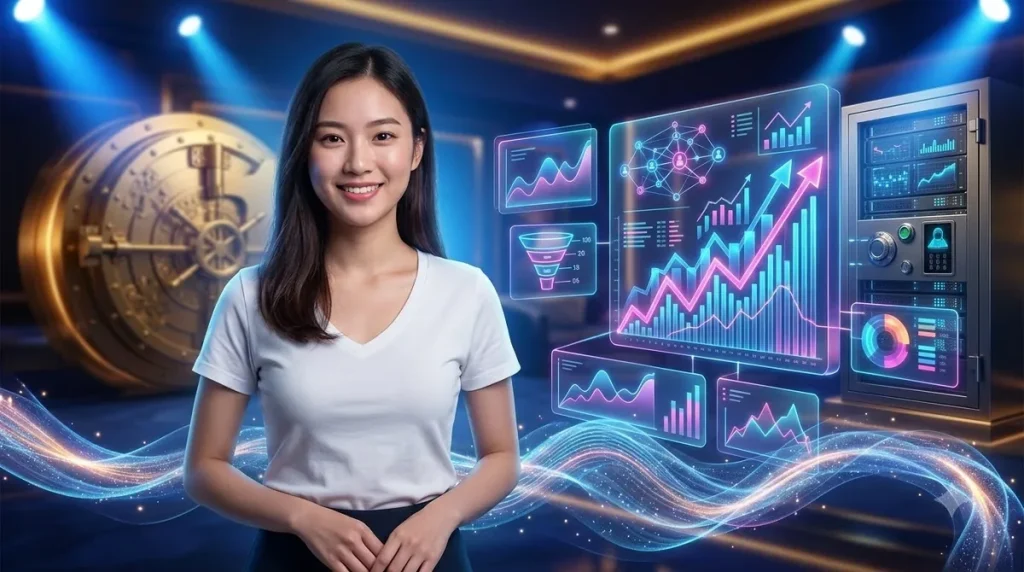 Biểu tượng hoa hồng và mạng lưới thể hiện lợi ích kinh doanh