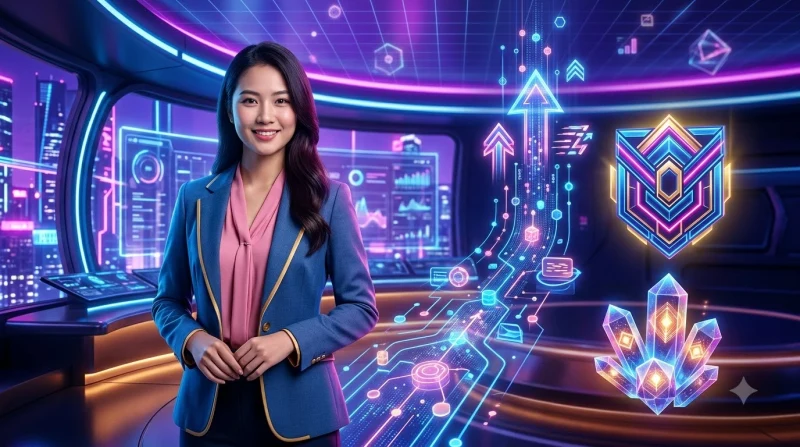 Illustration minh họa quyền lợi thành viên với thẻ thành viên kỹ thuật số phát sáng.