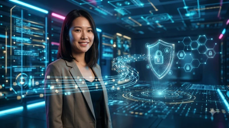 Minh họa hành động bảo vệ quyền riêng tư cá nhân trên nền tảng kỹ thuật số