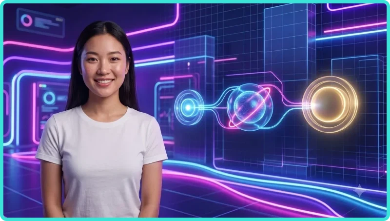 Minh họa khái niệm cập nhật tin tức sản phẩm số với các bảng điều khiển trong suốt và trung tâm phát sáng trên nền tối.