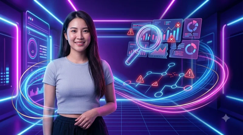 Minh họa phòng tránh hiểu sai thông tin với các mảnh dữ liệu được lọc qua hình nón ánh sáng trung tâm.